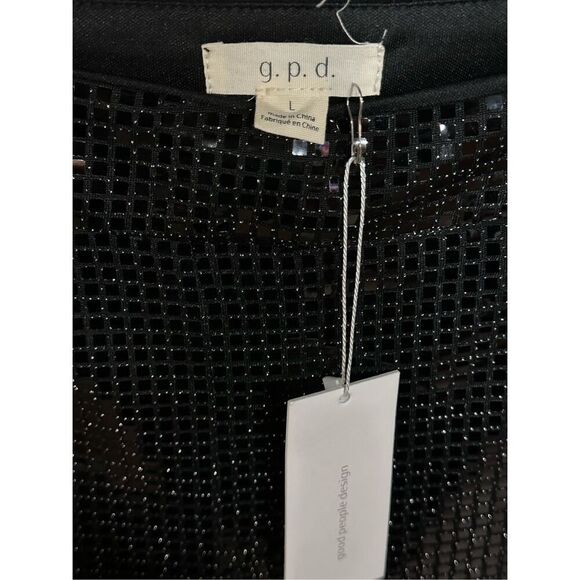 NWT GPD Black Sequin Embellished Wide Leg Pants Size Large Glam Party Trousers - Picture 8 of 9